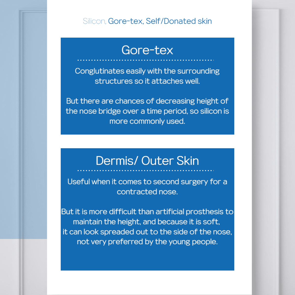 Nose Bridge MaterialsGore-tex, Self/Donated skin, silicon | Korea's Top Nose Revision Specialist